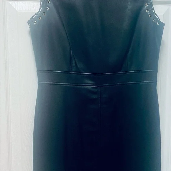 Karl Lagerfeld Black Vegan Leather Dress, size 6 - Picture 4 of 5